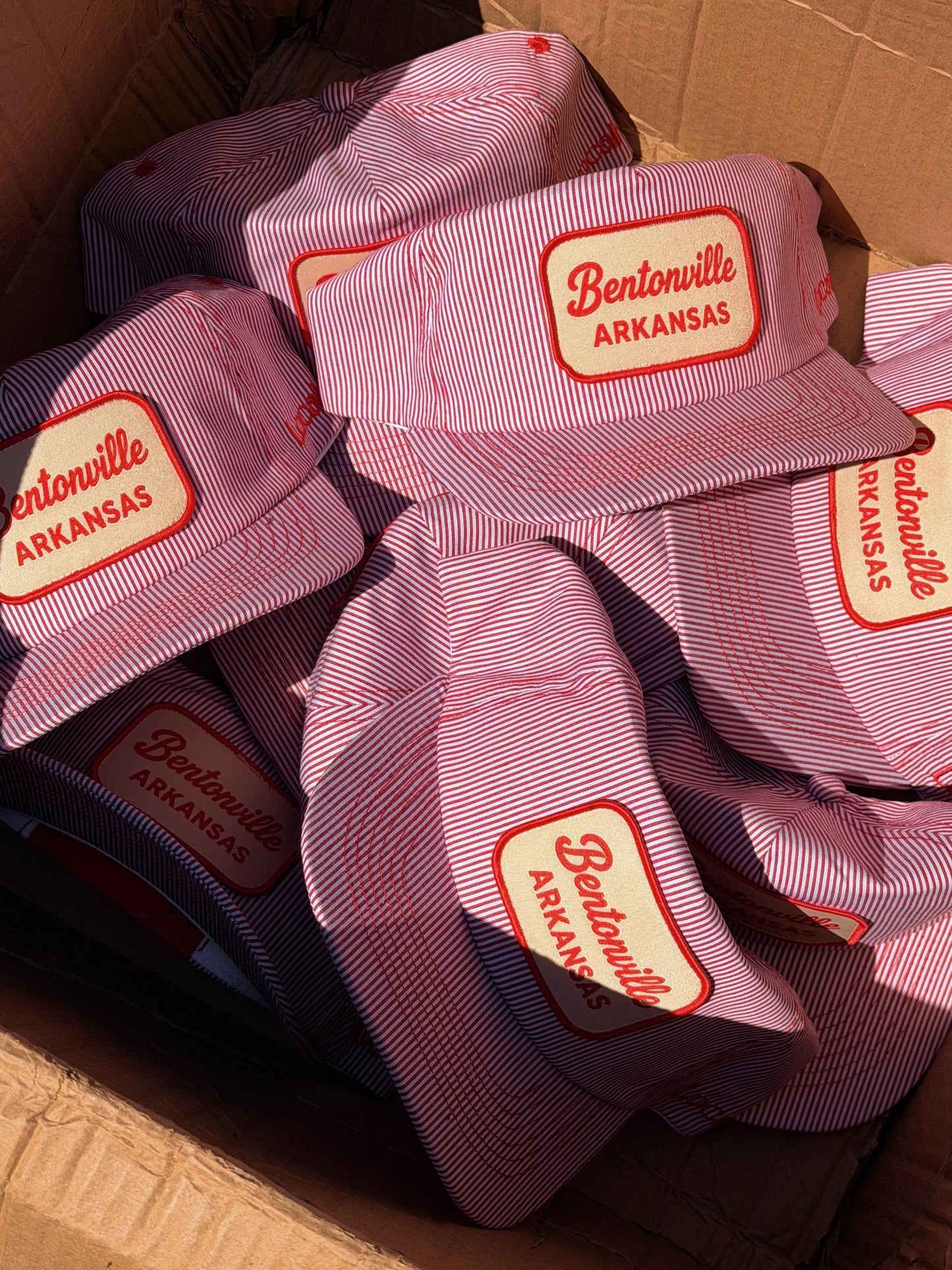 Bentonville, Arkansas Vintage Utility Snapback in Red Pinstripe