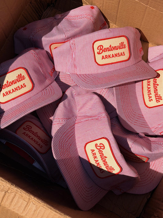 Bentonville, Arkansas Vintage Utility Snapback in Red Pinstripe